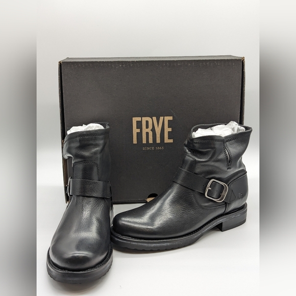 FRYE “Veronica Bootie” Women’s Oiled Leather Waterproof Boot (Black/Silver) 7W - Picture 1 of 5